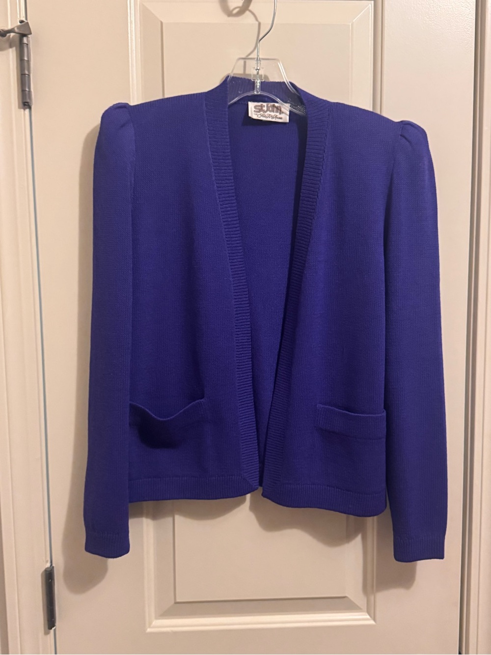 Vintage Saks Fifth Avenue Open-Front Knit Royal Purple Cardigan